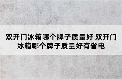 双开门冰箱哪个牌子质量好 双开门冰箱哪个牌子质量好有省电